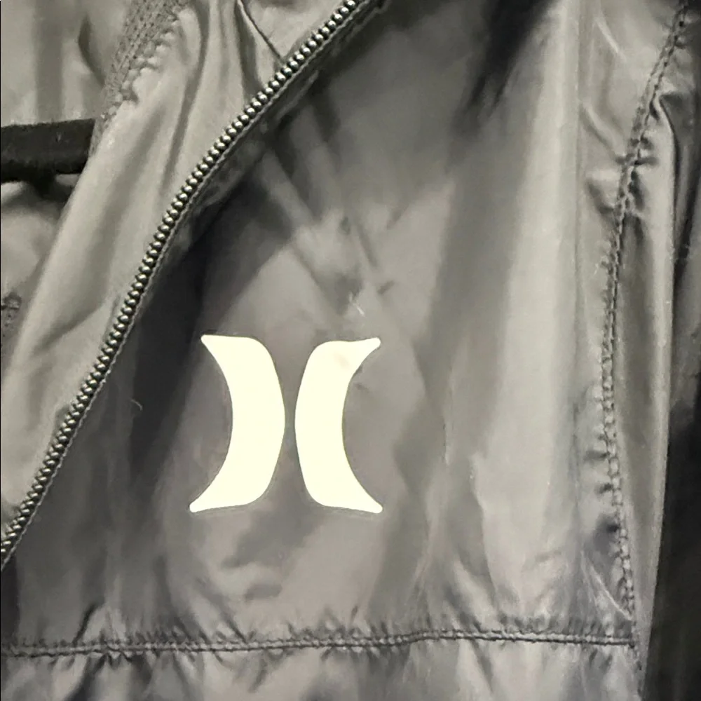 Hurley Black wind breaker Jacket with Multicolor Logo - Picture 4 of 11